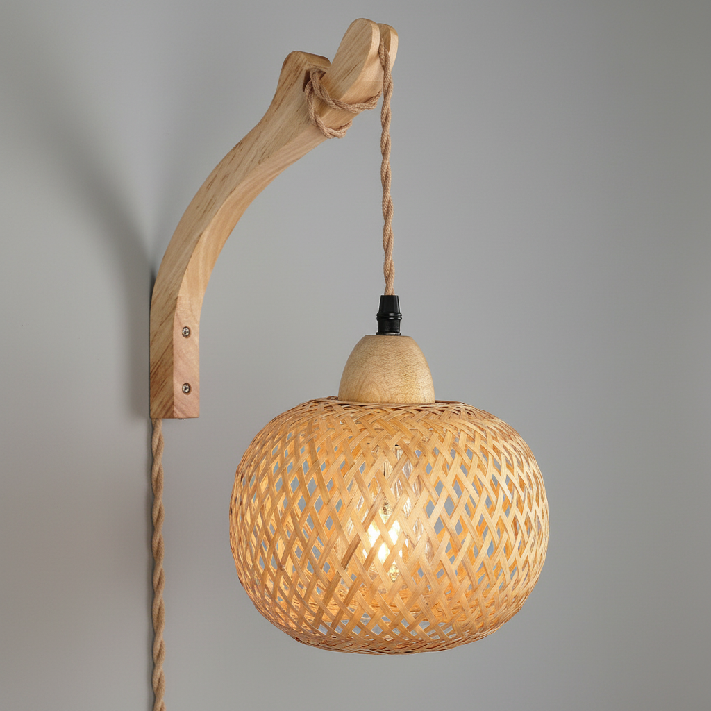 Bambusowy Kinkiet | Lampa Ścienna z Liny Konopnej