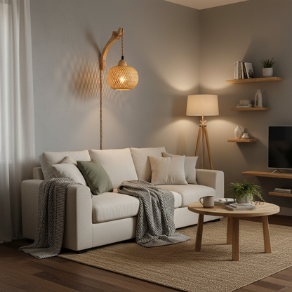 Bambusowy Kinkiet | Lampa Ścienna z Liny Konopnej