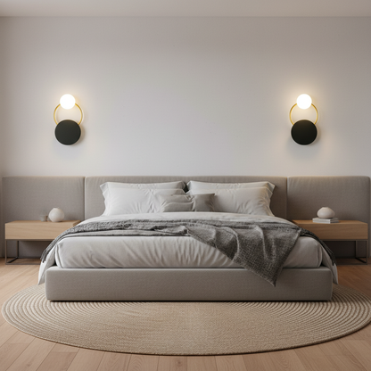 Kinkiet Ścienny Czarny Circular Rings | Lampa na Ścianę