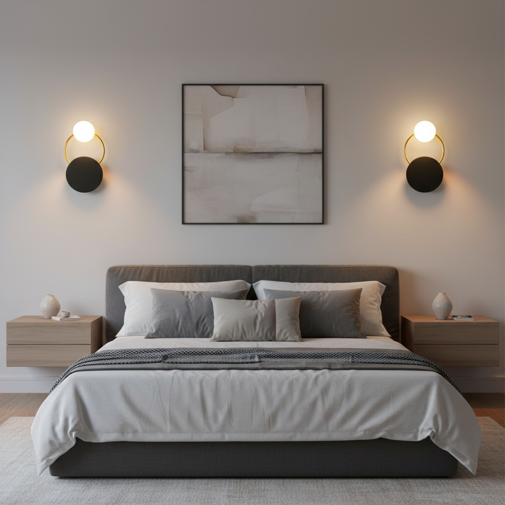 Kinkiet Ścienny Czarny Circular Rings | Lampa na Ścianę