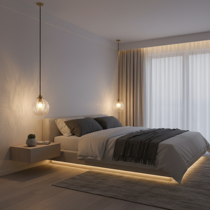 Lampa Wisząca Elwyn | Szklana Kula z Piórami do Salonu
